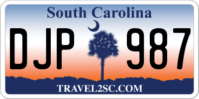 SC license plate DJP987