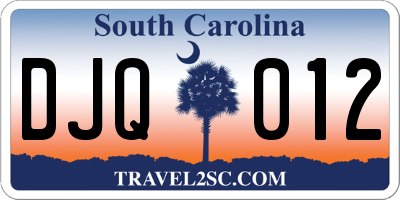 SC license plate DJQ012