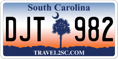 SC license plate DJT982