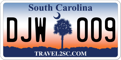 SC license plate DJW009