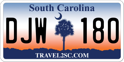 SC license plate DJW180