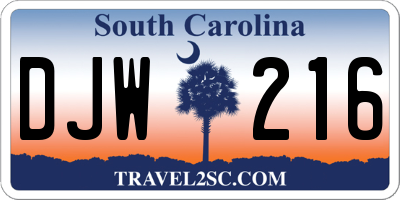 SC license plate DJW216