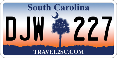 SC license plate DJW227
