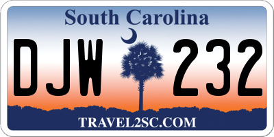 SC license plate DJW232