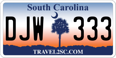 SC license plate DJW333