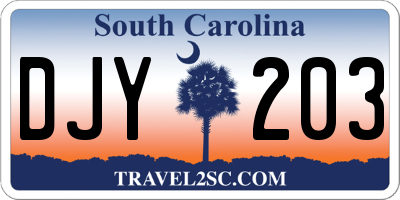 SC license plate DJY203