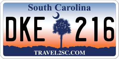 SC license plate DKE216