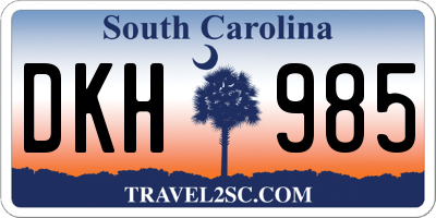 SC license plate DKH985