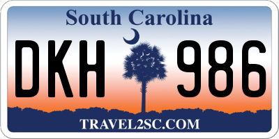 SC license plate DKH986