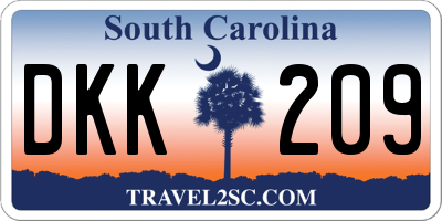 SC license plate DKK209