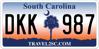 SC license plate DKK987