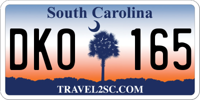 SC license plate DKO165
