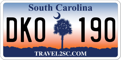 SC license plate DKO190
