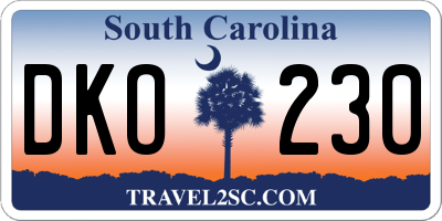 SC license plate DKO230