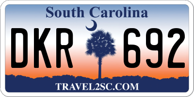 SC license plate DKR692
