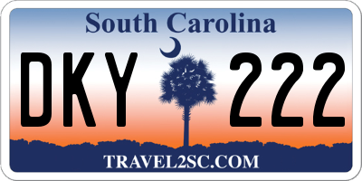 SC license plate DKY222