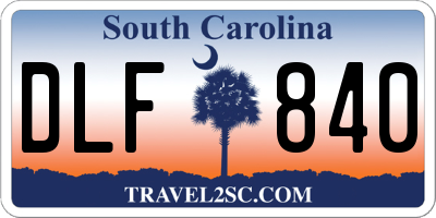 SC license plate DLF840