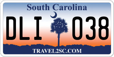 SC license plate DLI038