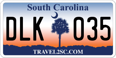 SC license plate DLK035
