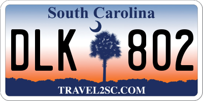 SC license plate DLK802