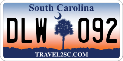 SC license plate DLW092
