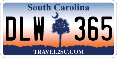 SC license plate DLW365
