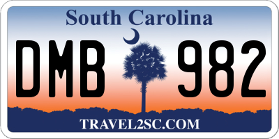 SC license plate DMB982