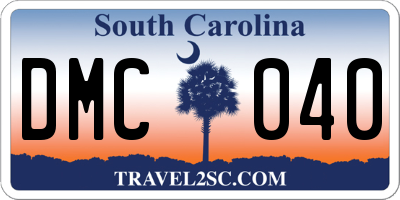 SC license plate DMC040