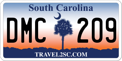 SC license plate DMC209
