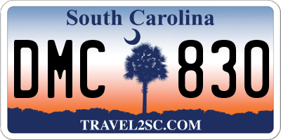 SC license plate DMC830
