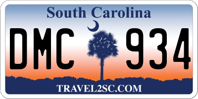 SC license plate DMC934