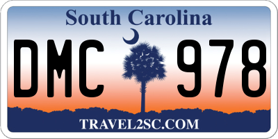 SC license plate DMC978
