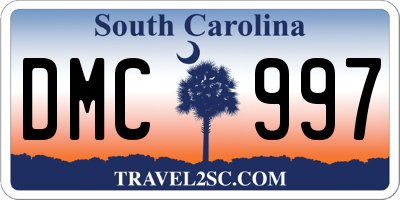 SC license plate DMC997