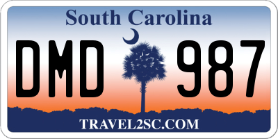 SC license plate DMD987