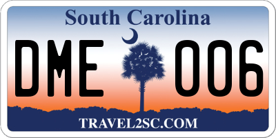 SC license plate DME006