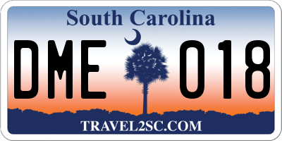 SC license plate DME018