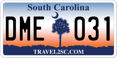 SC license plate DME031