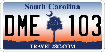SC license plate DME103