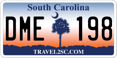 SC license plate DME198