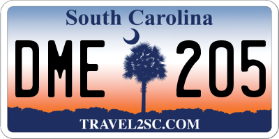 SC license plate DME205