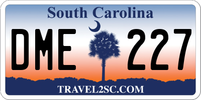 SC license plate DME227