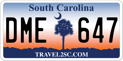 SC license plate DME647