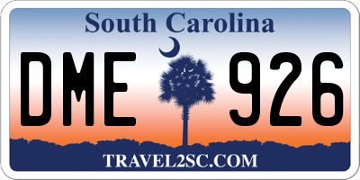 SC license plate DME926
