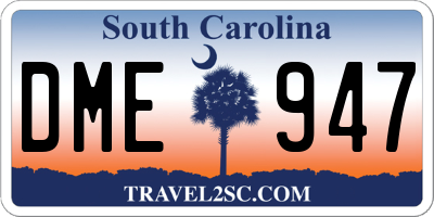 SC license plate DME947