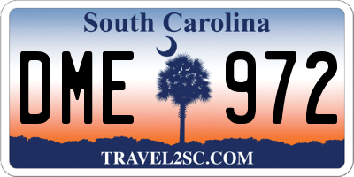 SC license plate DME972