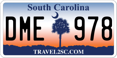 SC license plate DME978