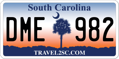 SC license plate DME982