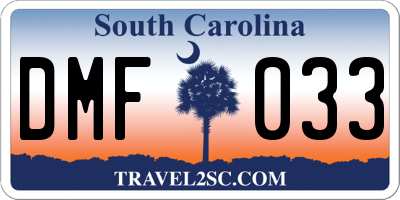 SC license plate DMF033