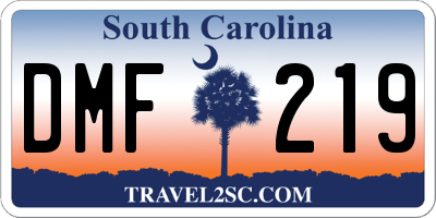 SC license plate DMF219