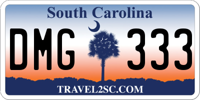 SC license plate DMG333